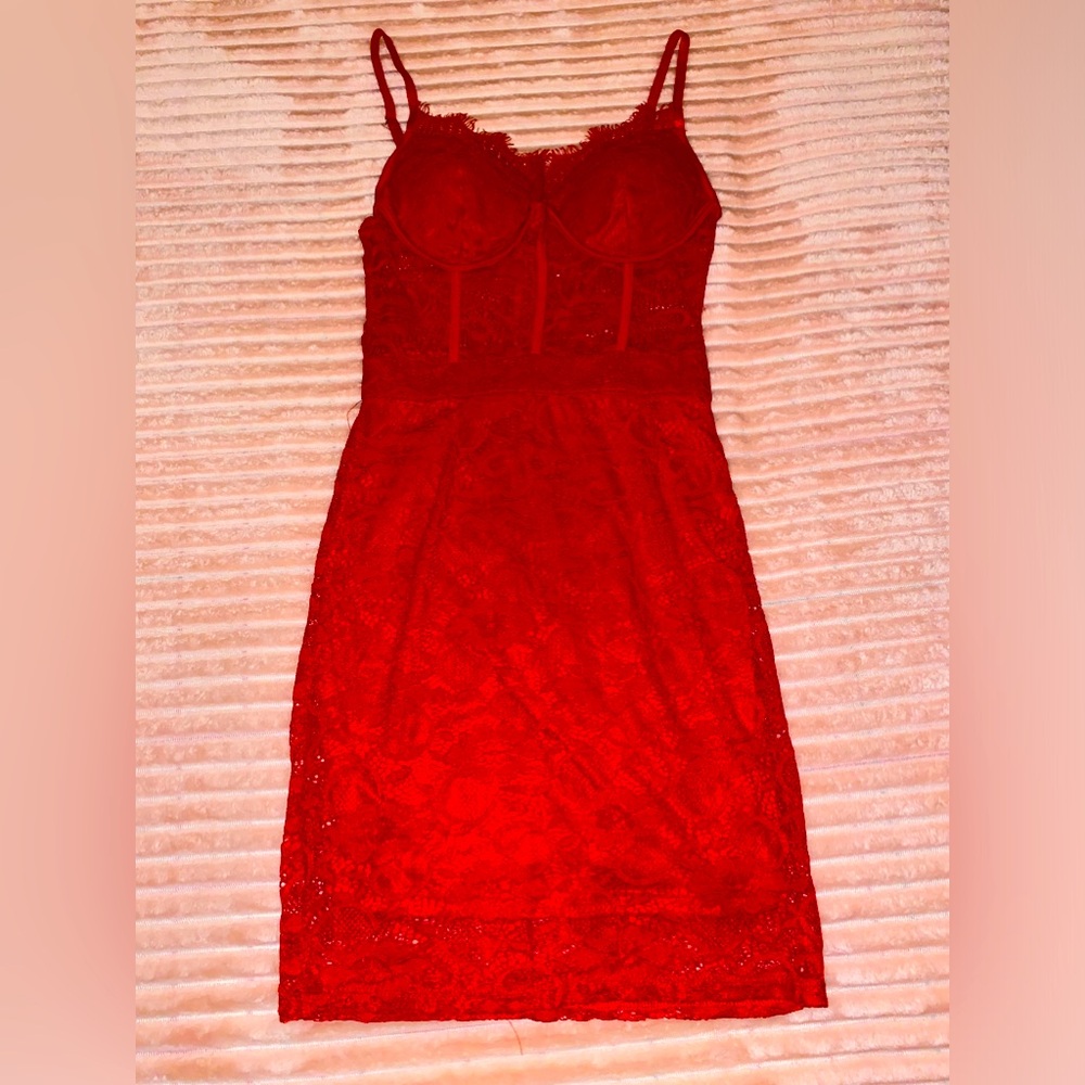Red Lace Dress - Size S (NWOT)